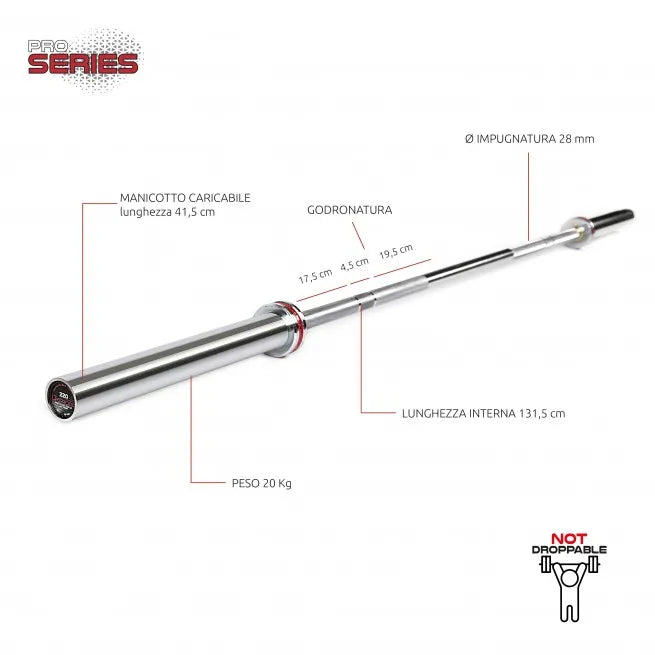 Bilanciere Olimpico 220 cm - carico max 320 kg - 20 kg