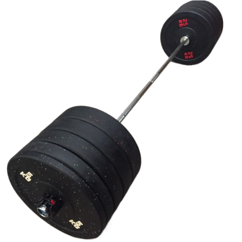 Set Dischi bumpers + Bilanciere 130 kg totali