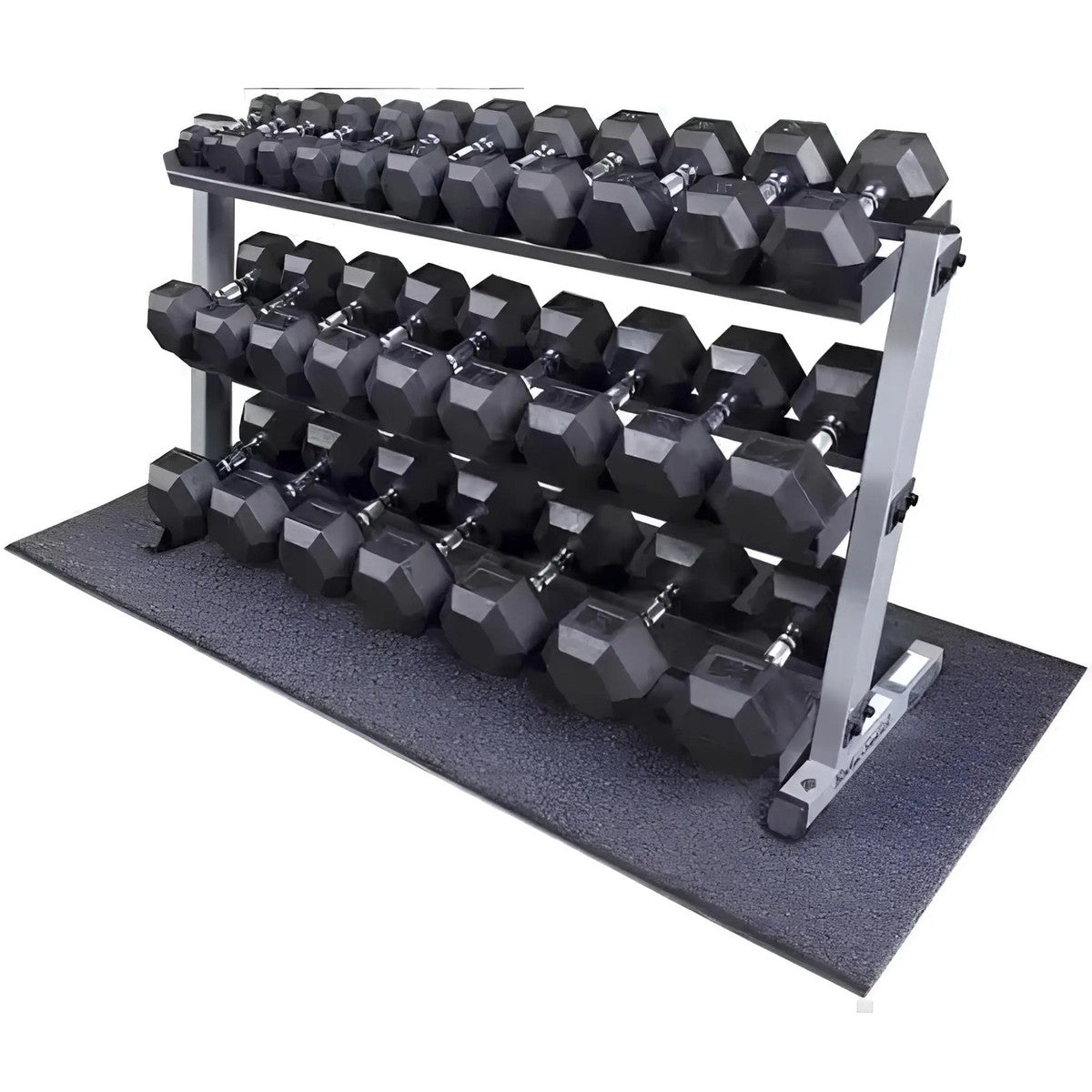 Set Manubri Esagonali Gommati da 2,5 Kg a 25 Kg (10 paia) – Peso Totale 225kg